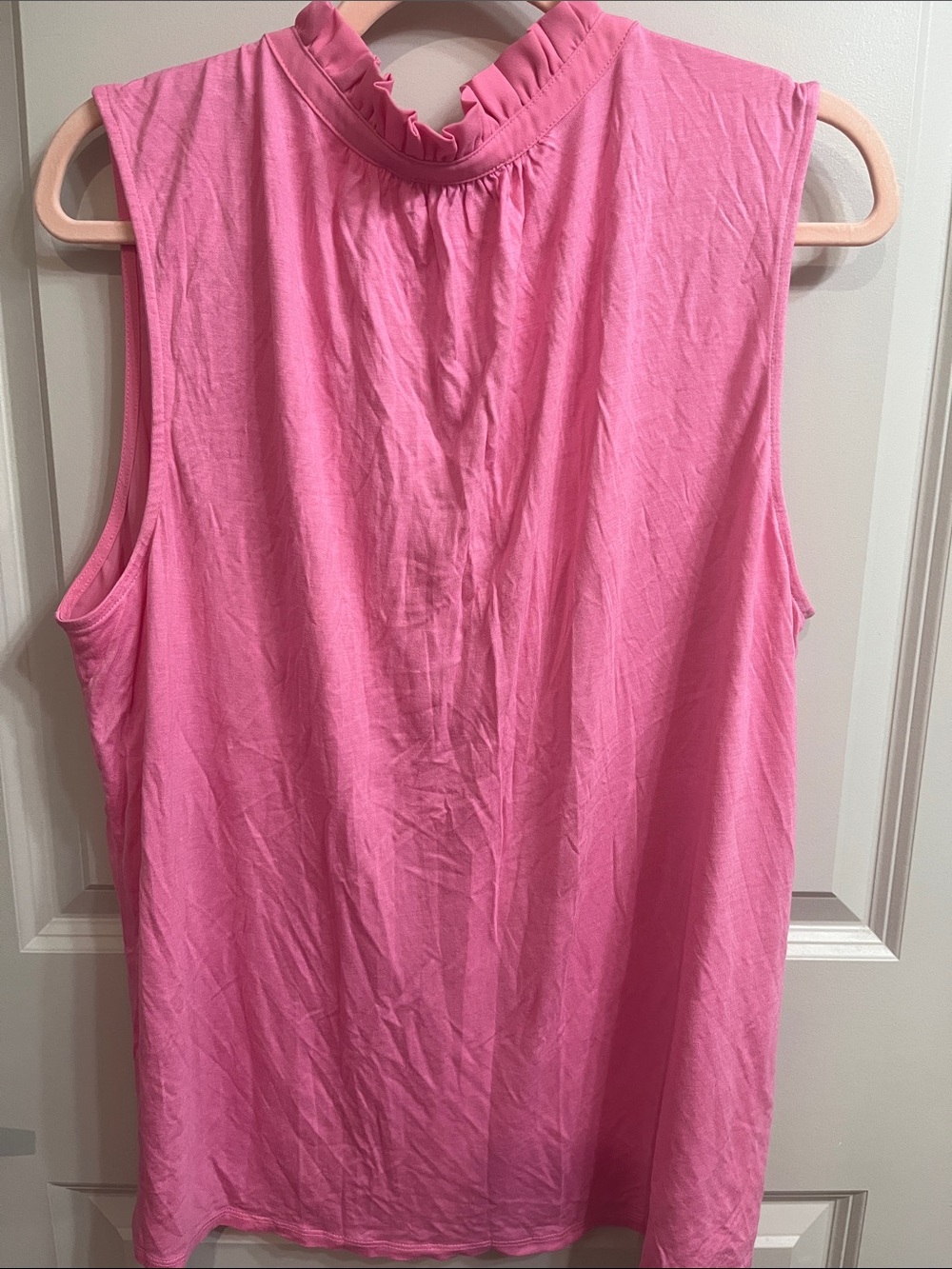 LOFT Pink Ruffle Neck Sleeveless Shell - Picture 8 of 14
